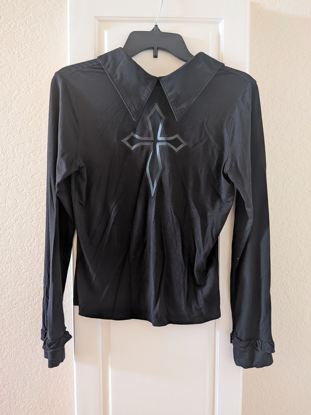 Killstar Black Long Sleeve Top with Back Cross Detail